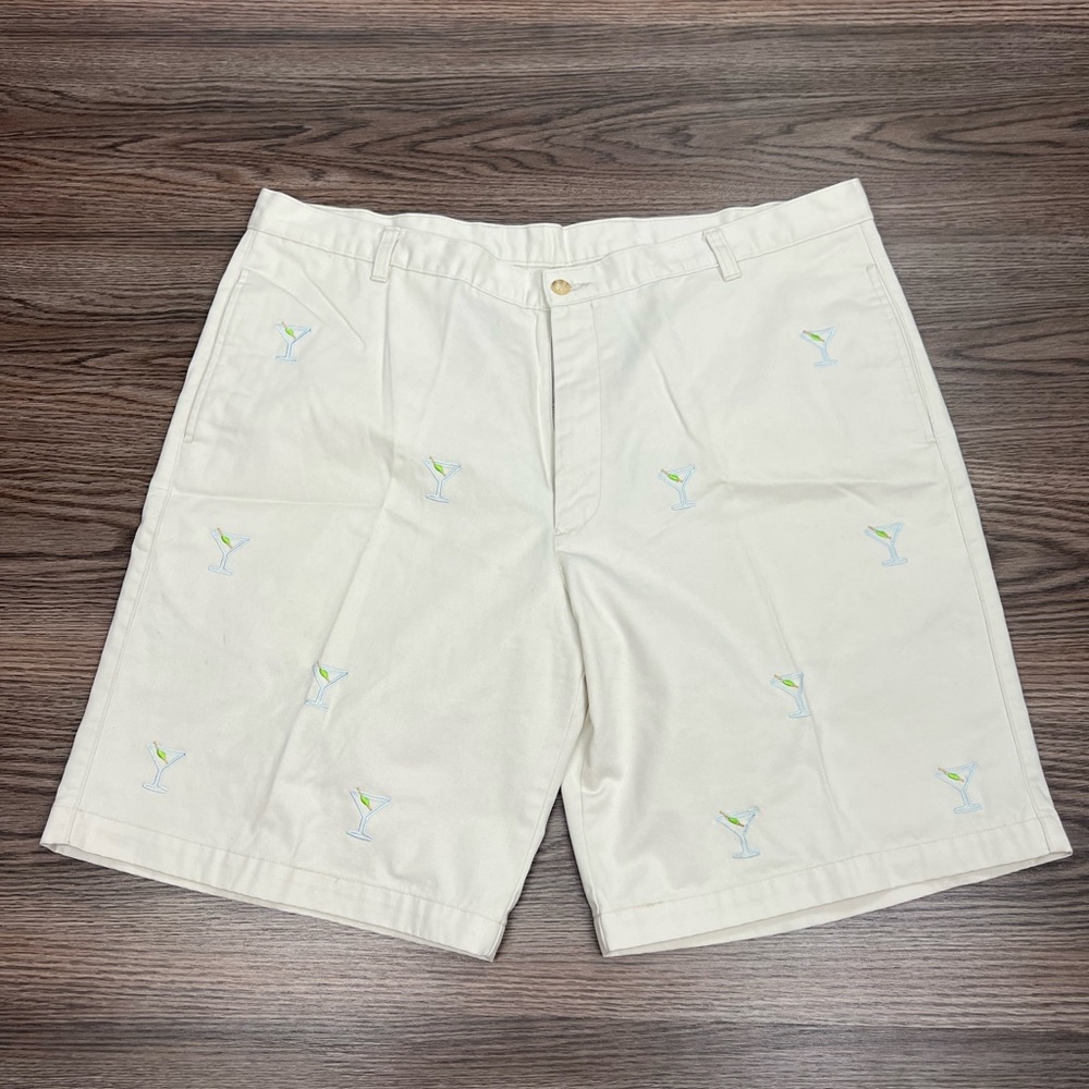 Barry Bricken Tan Martini Embroidered Shorts 40